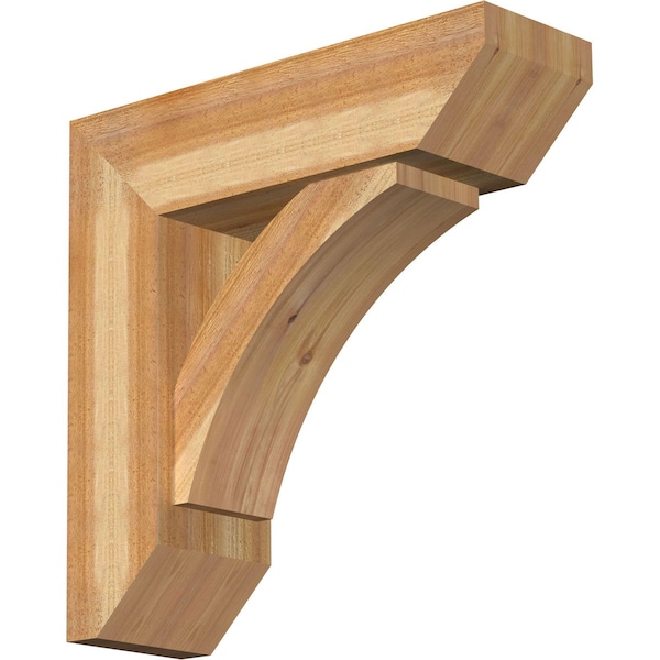 Ekena Millwork Thorton Slat Rough Sawn Bracket w/ Offset Brace, Western Red Cedar, 8"W x 26"D x 26"H BKT0806X26X26THR06RWR - main